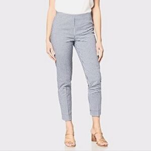 Atelier Gardeur Blue Ginhgam Check Mid Rise Pants Size 36 Medium Long Tall